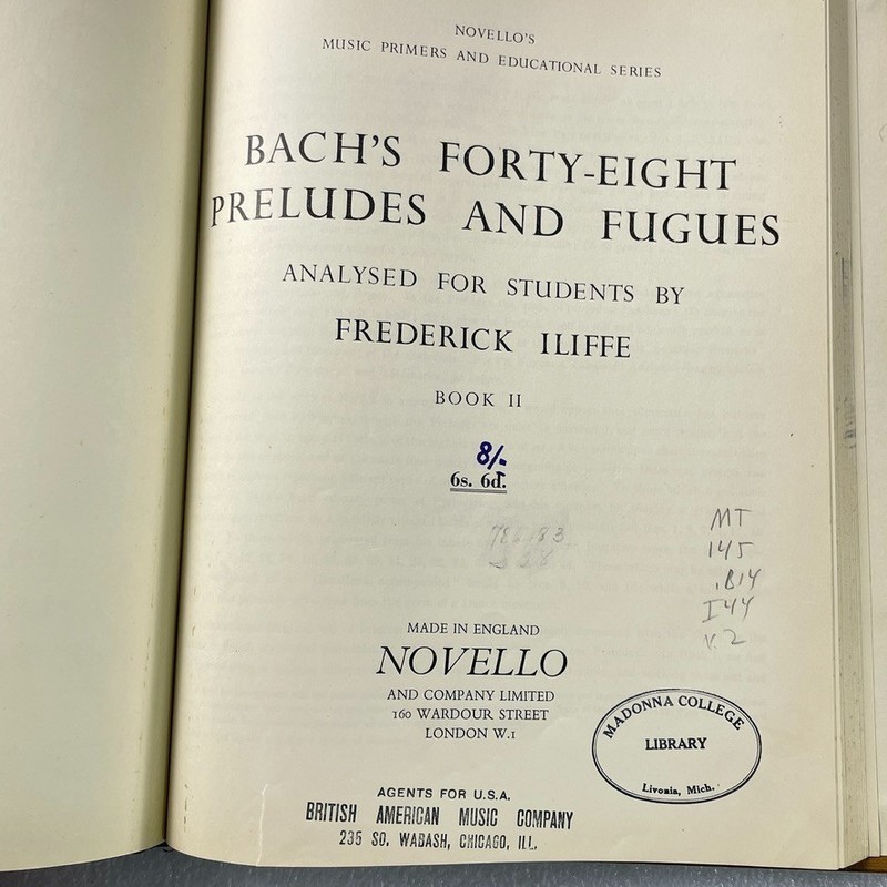 2 Vol Set - Bach's 48 Preludes & Fugues by Frederick Iliffe - Novello c. 1900 gallery