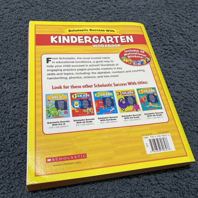 Scholastic - Kindergarten Workbook with 48 Motivation , Stickers,new, 392 Pages gallery