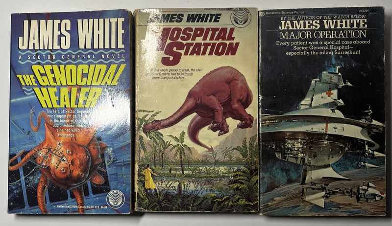 3 James White Sci-fi Vintage PBs: Major Operation; Hospital Station; Genocidal H