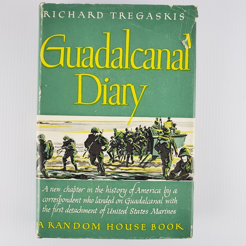Guadalcanal Diary by Richard Tregaskis 1943 1st Ed 1st Print HC DJ & WW2 Paper