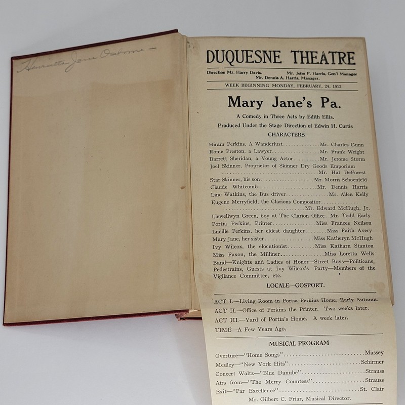 1909 Mary Jane's PA by Norman Way antique hardcover book W/ theater clippings! gallery