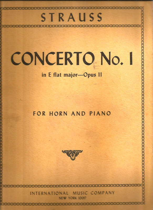 Strauss Concerto No. 1 in E-Flat Major Op.11 Horn & Piano SHEET MUSIC VG