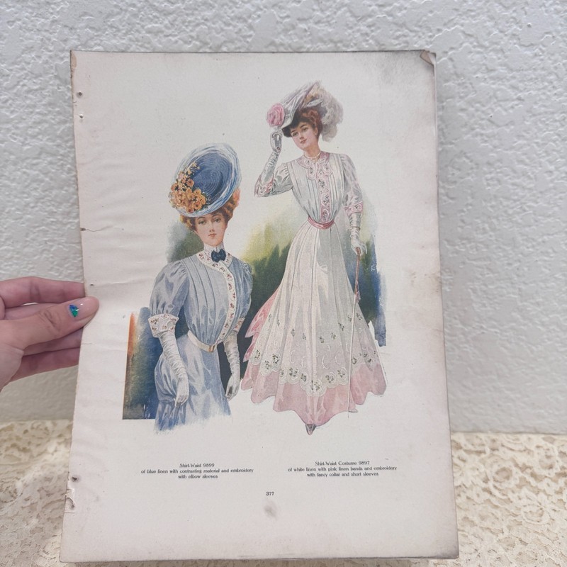Lot 4 Antique 1905 The Delineator Color Fashion Plates Edwardian Ephemera gallery