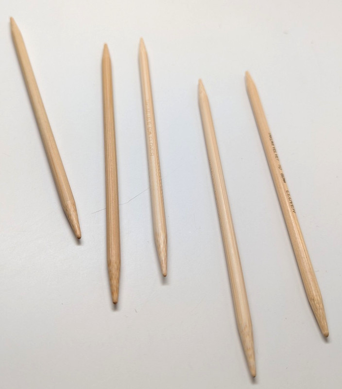 Set of 5 Clover Takumi Velvet Double Points – 7″ US 10 /6mm Bamboo SM
