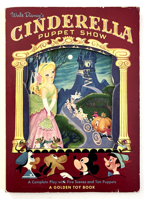 Disney’s CINDERELLA PUPPET SHOW ~ 1st ed. Golden Toy Book, 1949 play theatre