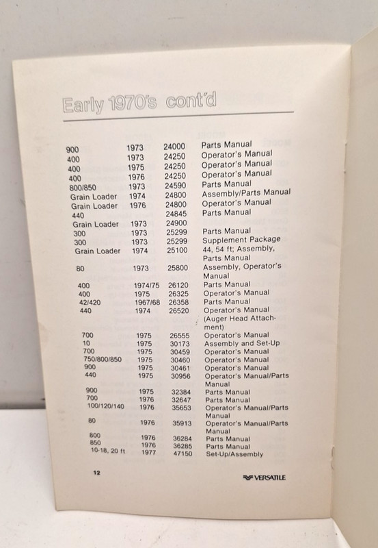 USED OLD STOCK VERSATILE 1980 PUBLICATION CATALOG PU7001 gallery