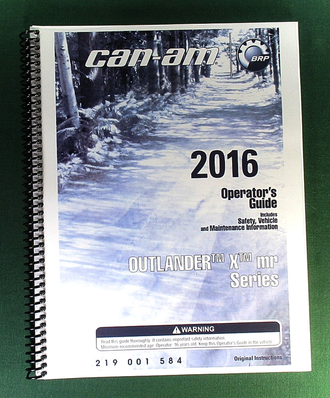 2016 Can-Am Outlander L 570 X mr Owner’s Manual: 196 Pages & Protective Covers!