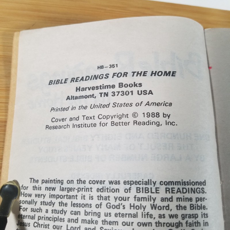 BIBLE READINGS FOR THE HOME by Harvestime Books Paperback 1988 - 638 Pages gallery