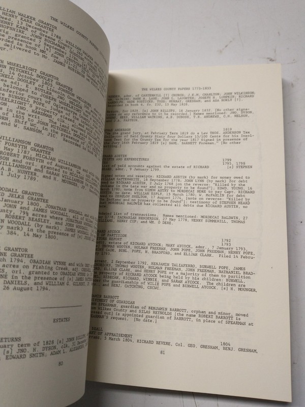 Wilkes County Papers 1773-1833 Robert Scott Davis Jr pb genealogical information gallery
