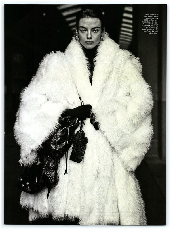 Magazine CLIPPING Balenciaga Mid Aughts Moto Coat Turtleneck Gloves Fashion Ad