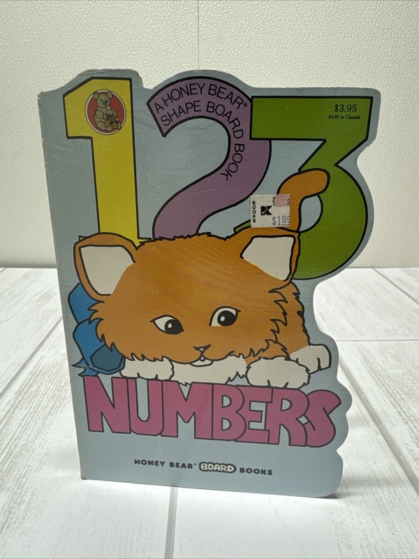 Vintage 1993 Honey Bear Board Book Learning 123 Numbers counting hard