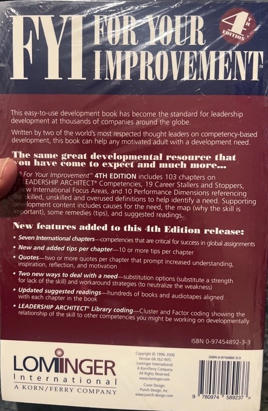 For Your Improvement by Robert W. Eichinger and Michael M. Lombardo (Book,... gallery