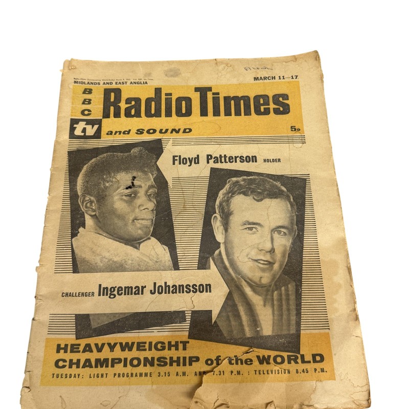 Vintage 1961 Radio Times March 11-17 Patterson Johansson Boxing TV Magazine