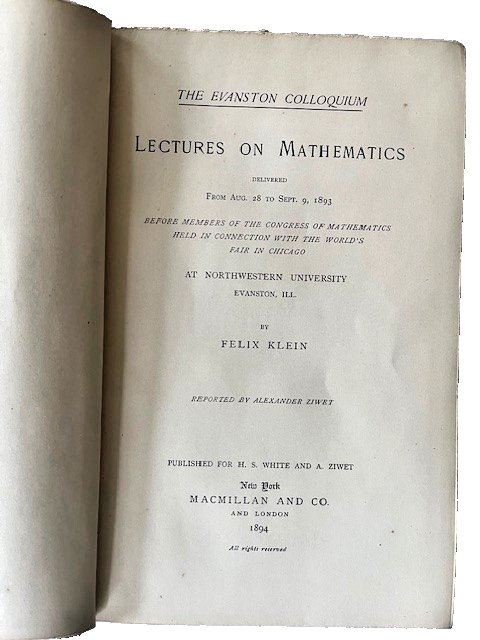 Evanston Colloquium Lectures on Mathematics at Northwestern University, 1893 gallery