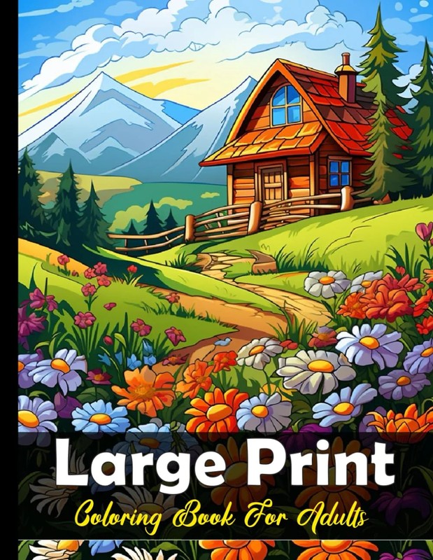 Large Print Coloring Book For Adults: Stress relief adult colouring book with la