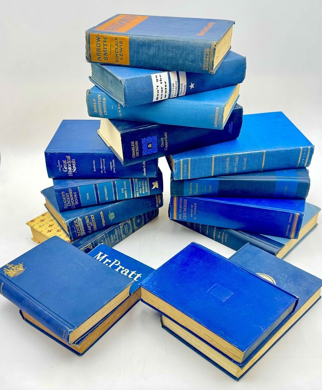 Vintage Book Lot of 5 BLUE Old Antiquarian Rare Decoration Hardcover Books gallery