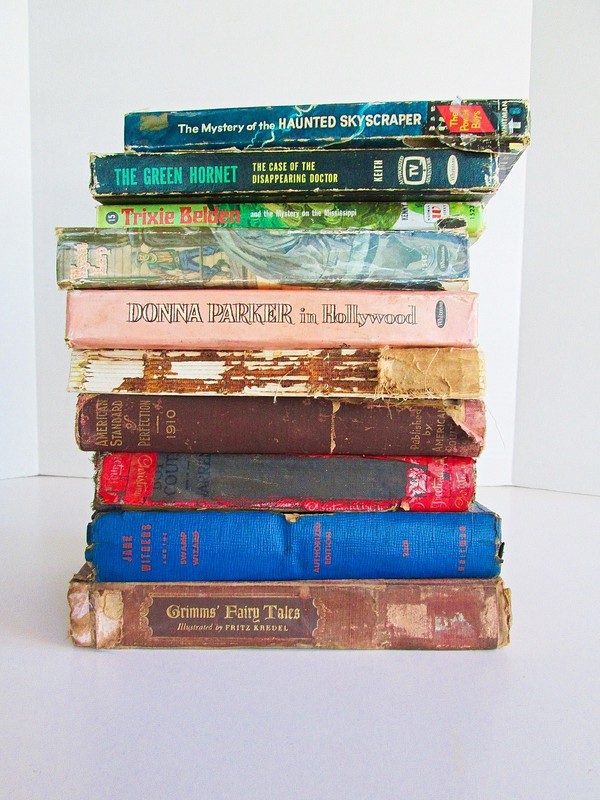 Antique Vintage Very Distressed Books Decor Staging Prop, Lot of 10, Hardcover