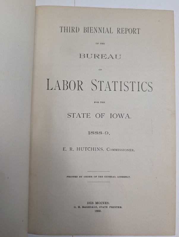 1889 Iowa Bureau of Labor Statistics Third Biennial Report Coal Mining Wage Book gallery
