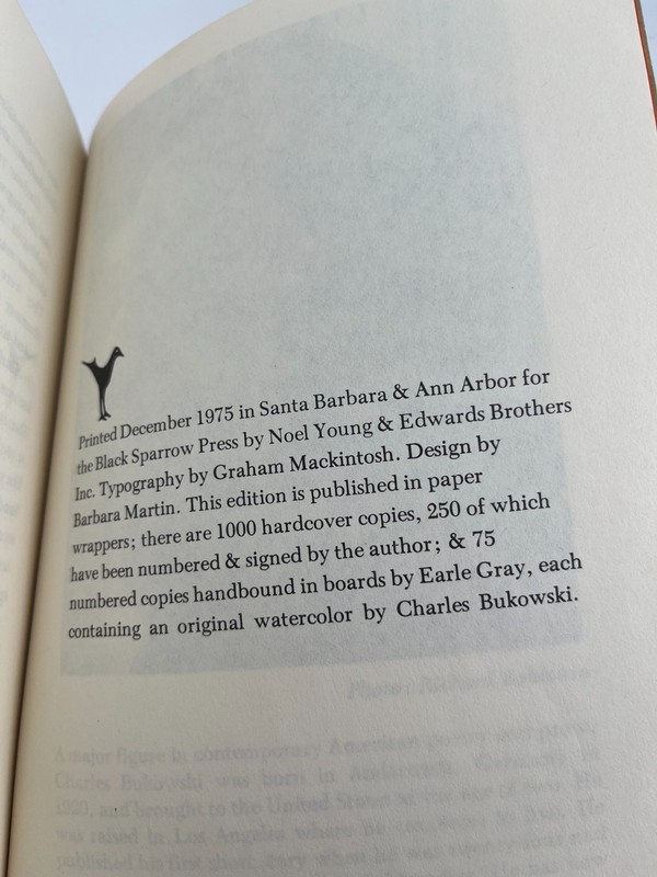 Factotum ~ Charles Bukowski ~ 1975, 1st Printing, Black Sparrow Press gallery