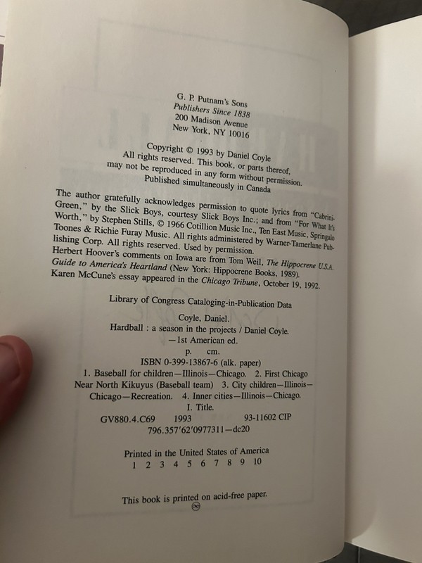 Hardball: A Season in the Projects by Daniel Coyle SIGNED 1st Edition 1st Print! gallery