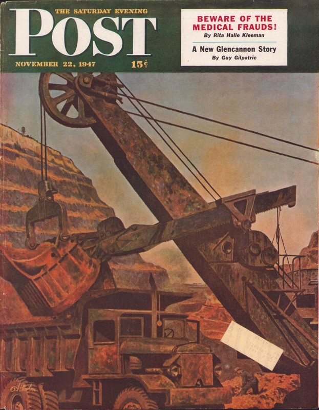 1947 NOV 22 Open Pit Ore Mining SATURDAY EVENING POST COVER ONLY #5