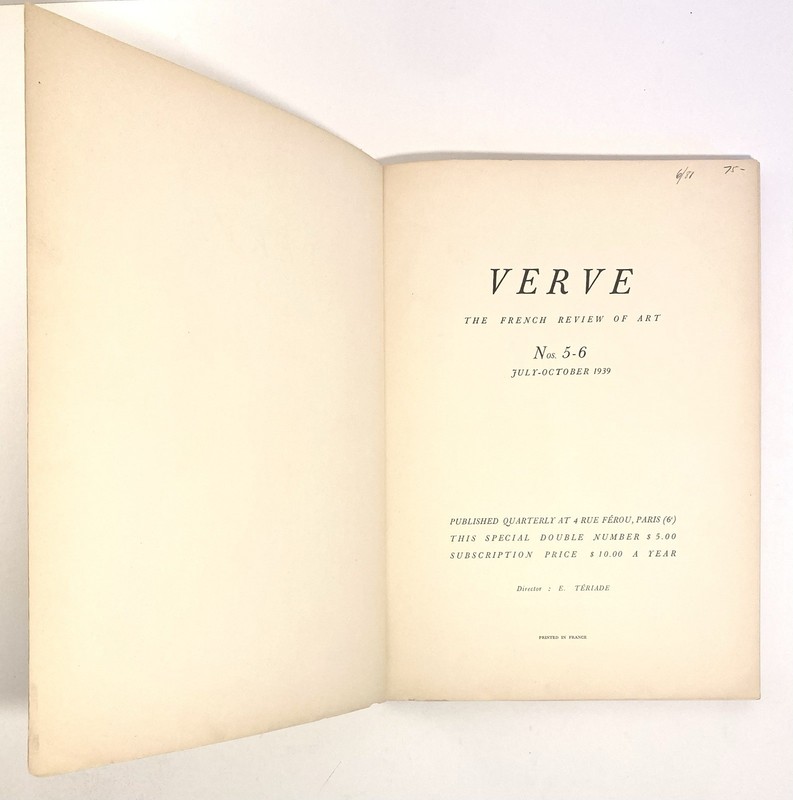 1930s Verve French Review of Art Magazine No 5-6 Typo Helio Litho Paris gallery
