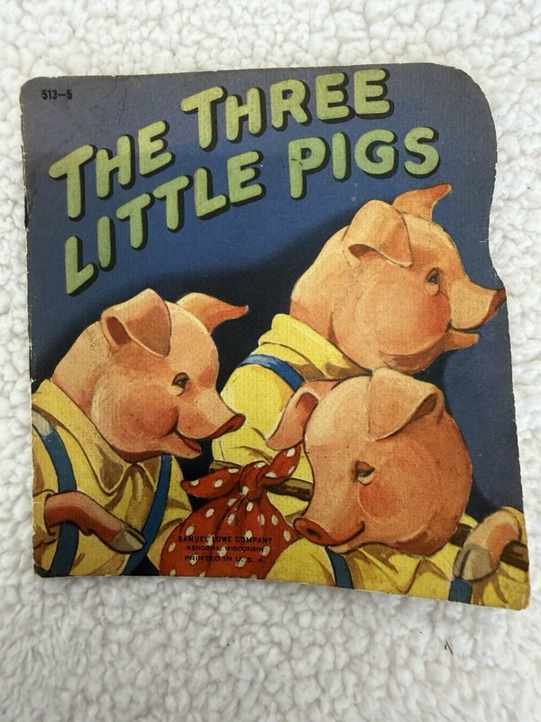 THREE LITTLE PIGS SAMUEL LOWE COMPANY #513-5 1950 FIRST ED FULL COLOR ILLUS
