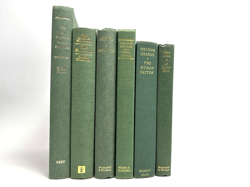 Collection of Vintage Green Books for Decoration. 18cm shelf space.