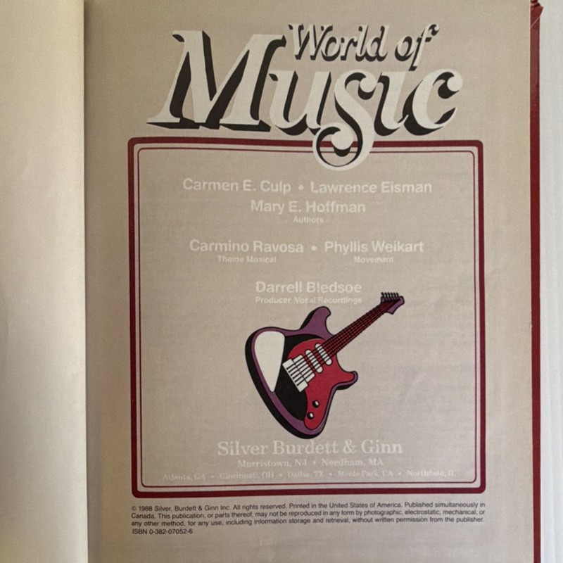 Silver Burdett & Ginn World of Music Culp Eisman Hoffman Hardcover Music 1988 gallery