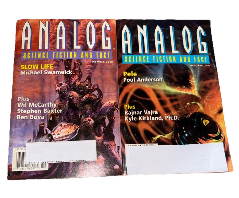 ANALOG SCIENCE FICTION AND SCIENCE FACT, 2 issues October 2001 & December 2002