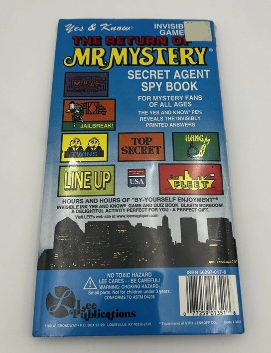 INVISIBLE INK MR MYSTERY BOOK TRAVEL GAME LEE PUBLICATIONS blue edition gallery