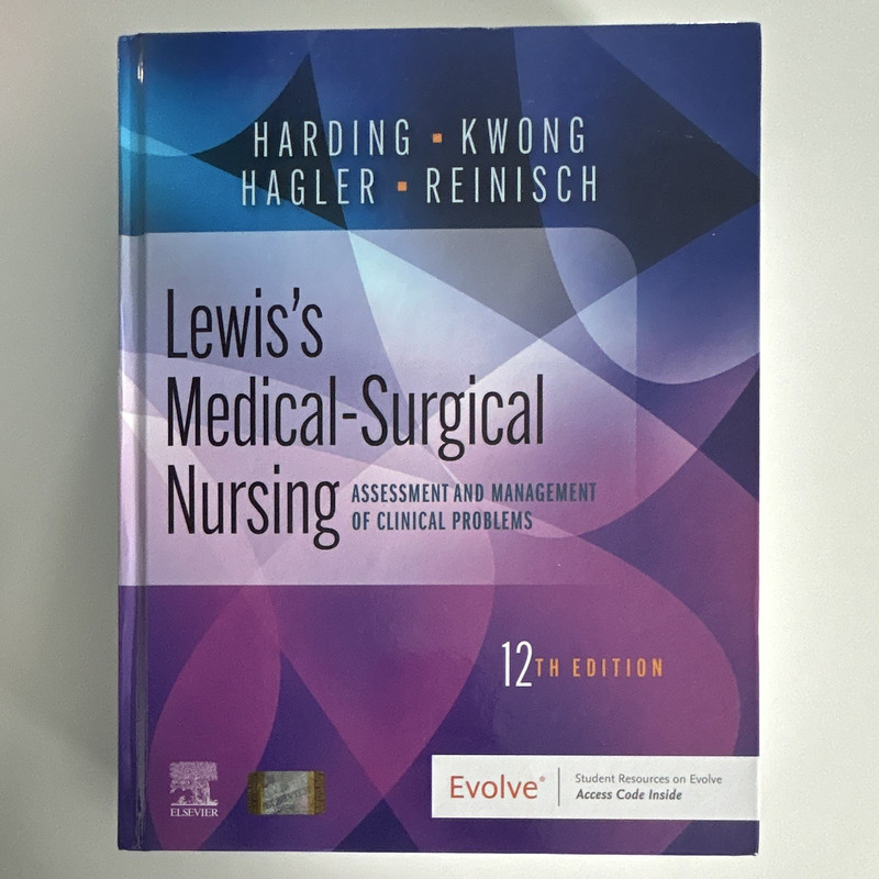 Lewis’s Medical-Surgical Nursing 12th Ed Hardcover Harding Kwong Elsevier