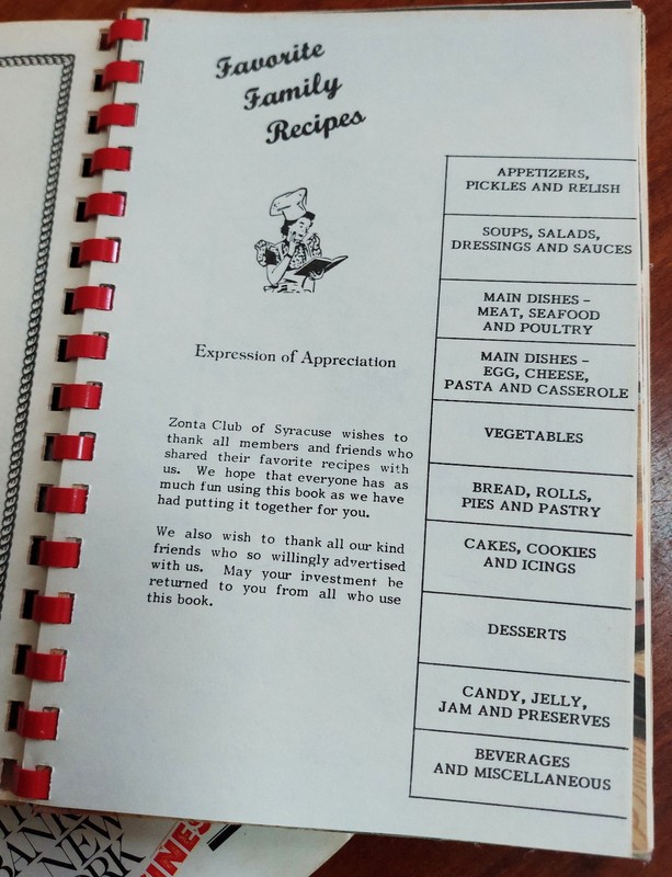 Fare with a Flair, Zonta Club of Syracuse, NY cook book, ~125 pages, 1986 gallery