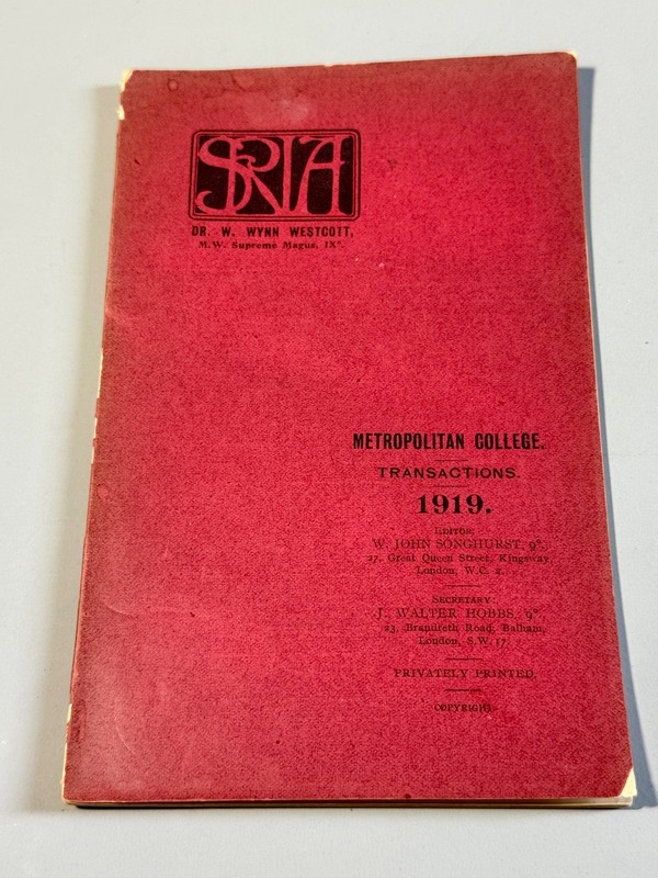 1919 SRIA Metropolitan College Transactions, Rosicrucian 1st Ed. HYPNOTISM…