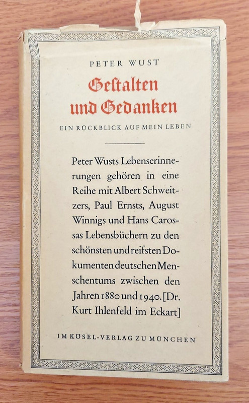 German Edition Gestalten und Gedanken Rückblick auf mein Leben Peter Wust 1950