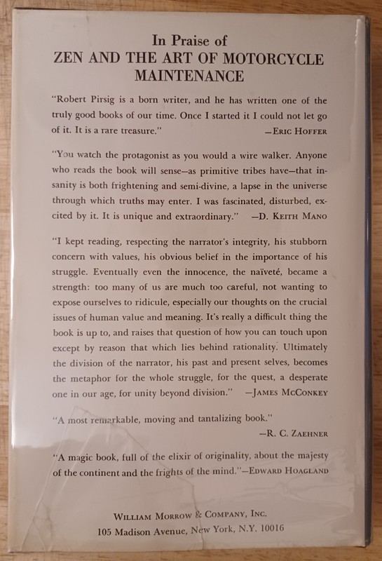 Robert M. Pirsig, Zen and the Art of Motorcycle Maintenance. 1st Hardcover. BCE. gallery