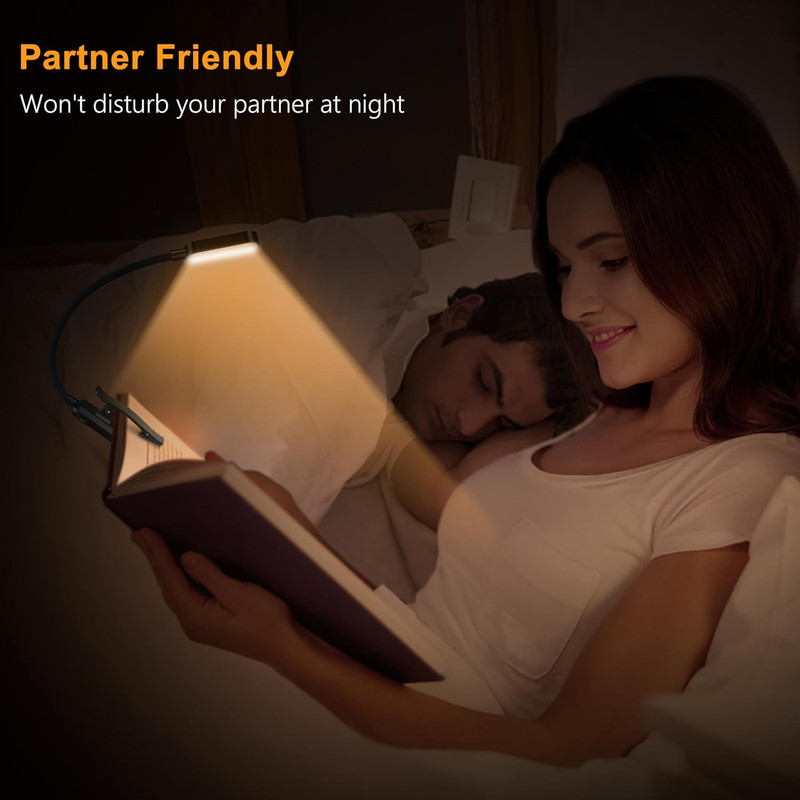Rechargeable Book Light Clip On Reading Lamp Dimmable USB C LED Light gallery