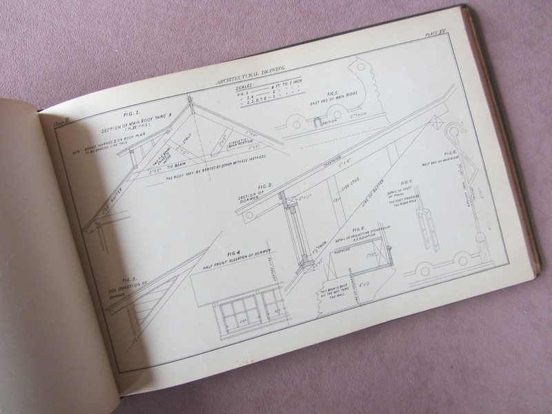 1905 Practical Lessons in Architectural Drawing Tuthill Plans Elevations Details gallery