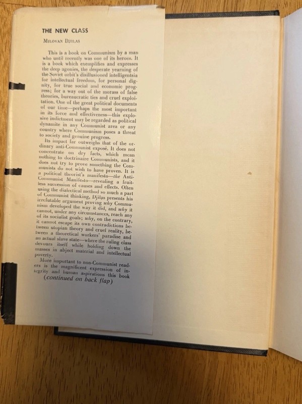 The New Class by Milovan Djilas, Frederick A. Praeger, Hardcover, 1957 gallery