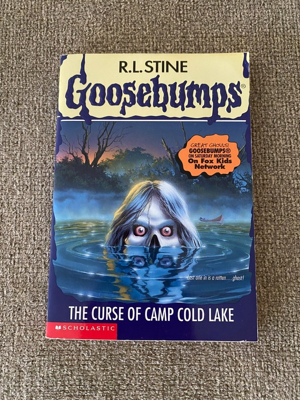 LN 1st print Goosebumps #56 The Curse of Camp Cold Lake w/att bookmark & cards