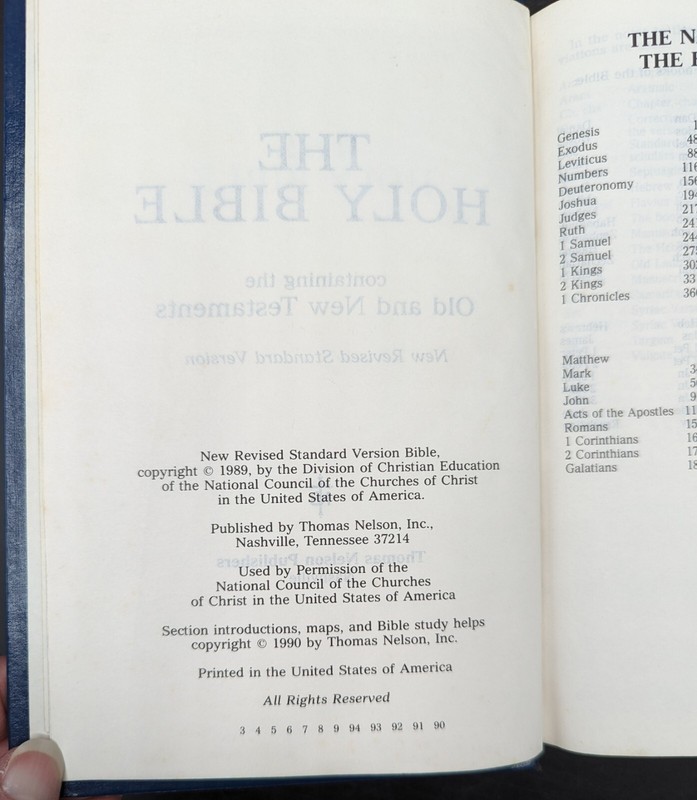 Holy Bible NRSV New Revised Standard Version-1989 Thomas Nelson Blue Cover gallery