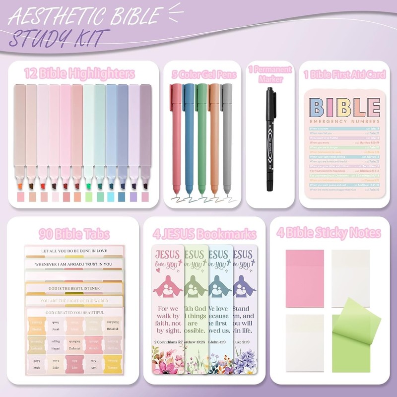 Comprehensive Bible Study Journaling Supplies Set - Highlighters & Tabs Included gallery
