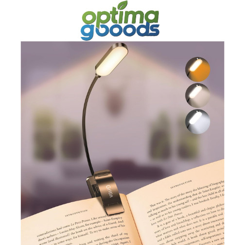 Gritin 16 LED Rechargeable Book Light, 3 Colors, Dimmable, 80Hrs Runtime.