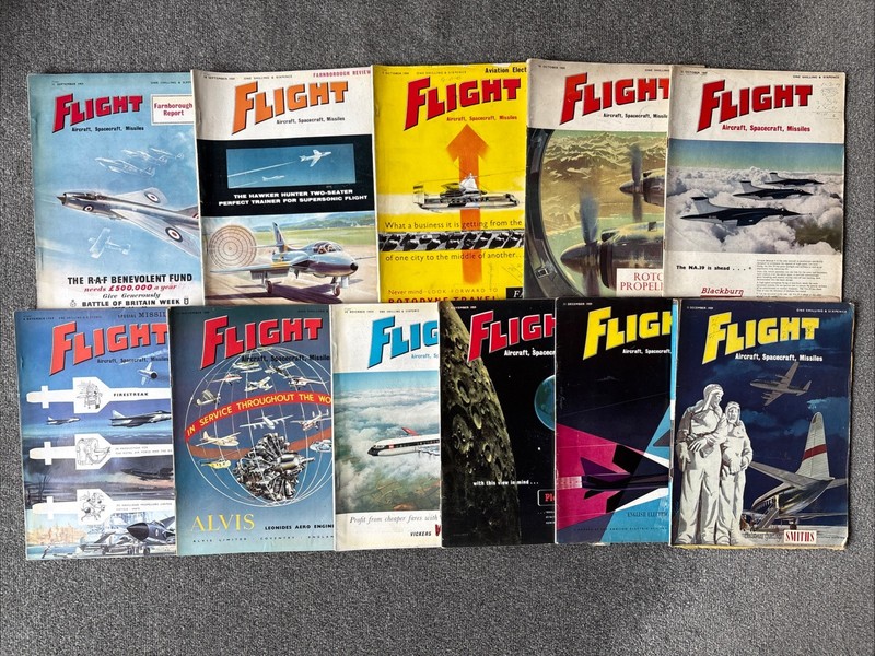 Flight Magazine 1959 Job Lot 11 Issues Vintage Aviation Magazines Bundle