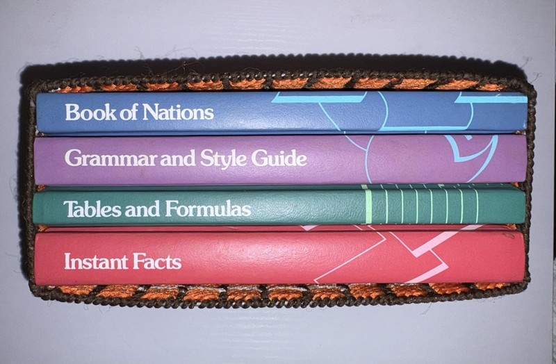 Vintage The World Book Desk Reference Set 1983 Set of 4 Books w/ Crochet Holder