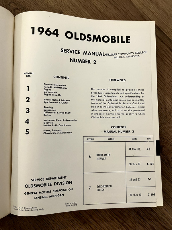 VINTAGE AUTOMOTIVE: 1964 Oldsmobile Service Manual No. 2 - General Motors PB gallery