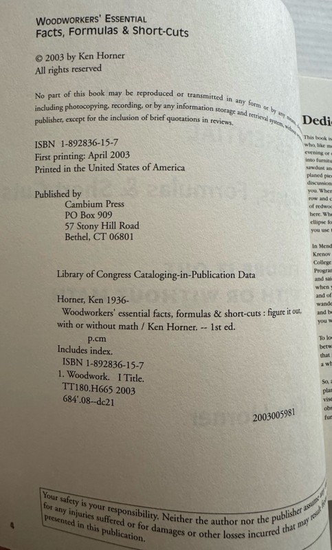 Woodworkers’ Essential Facts, Formulas & Short Cuts Rule Of Thumb By Ken Horner gallery