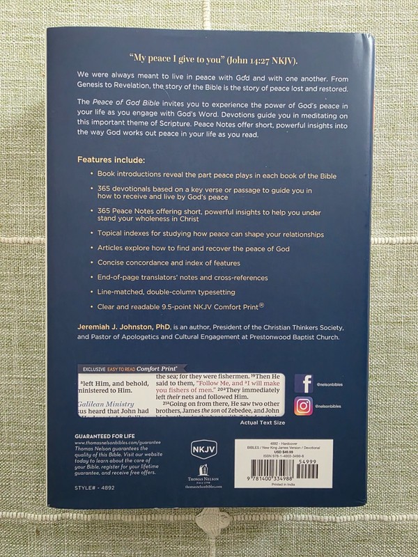 Peace of God Bible: Thomas Nelson New King James Version 2025 Hardcover DJ VG gallery