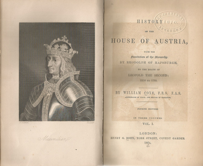 HISTORY OF THE HOUSE OF AUSTRIA BY WILLIAM COXE, 1864, 4 VOLUMES, LEATHERBOUND gallery