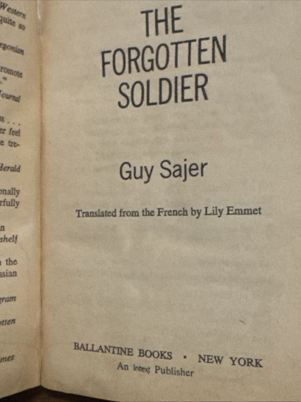 The Forgotten Soldier Guy Sajer Paperback 1972 Ballantine Books gallery